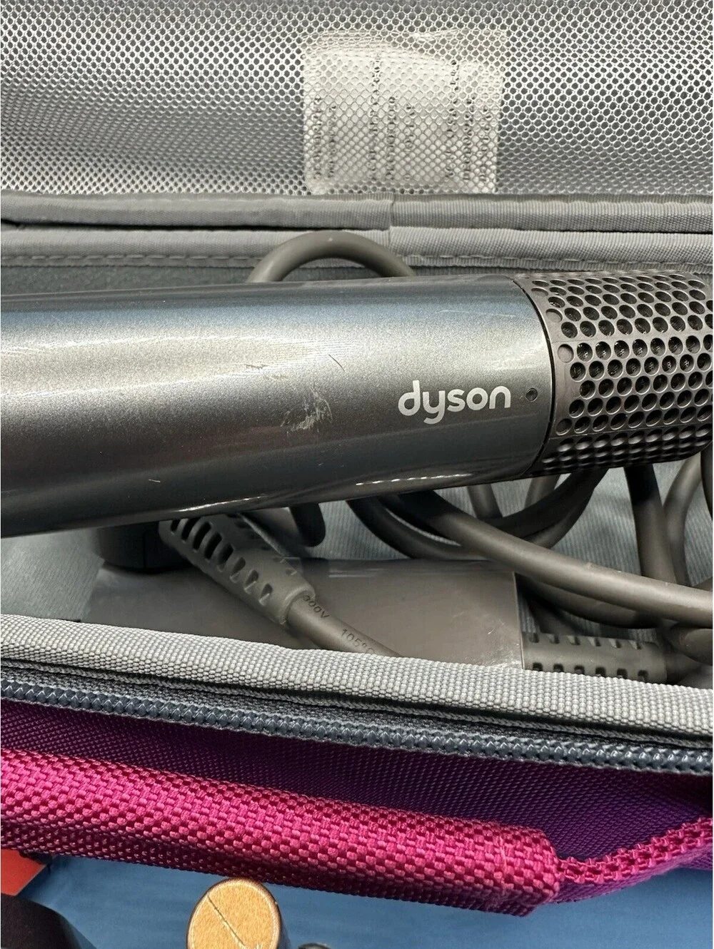 Dyson Airwrap HS01 Multi-Styler Nickel Fuchsia w/Case 3 Attachments Tested
